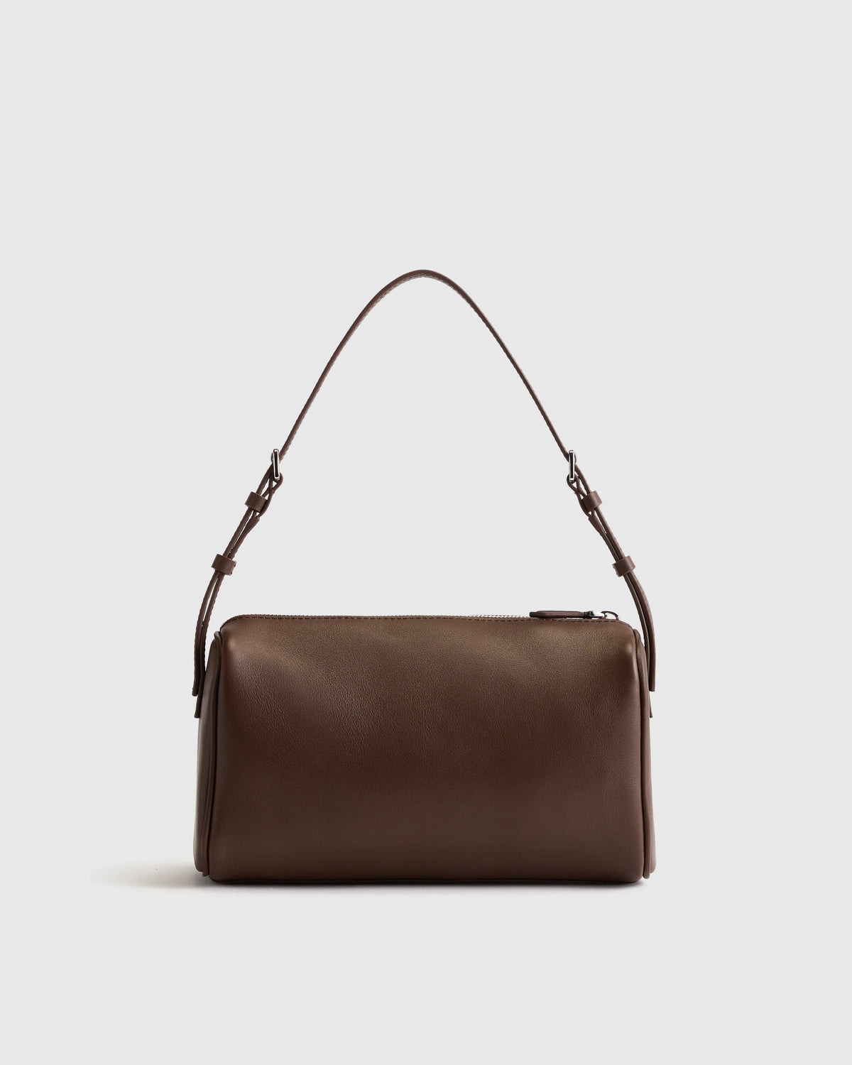 Italian Leather Mini Barrel Shoulder Bag - One Size / Dark Brown