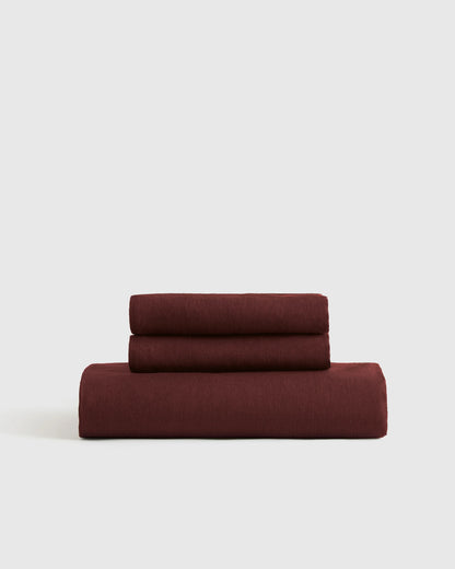 European Linen Fitted Sheet Set - Twin / Peach
