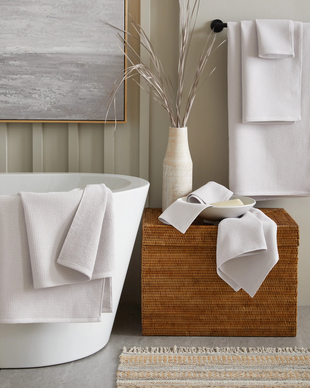 Turkish Waffle Terry Bath Towel Bundle - One Size / White