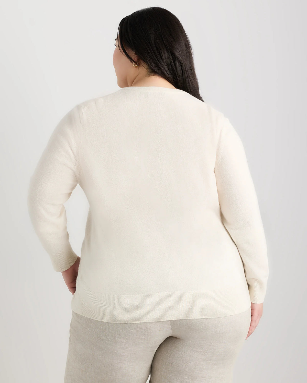 Mongolian Cashmere Cardigan Sweater - 1X / Ivory