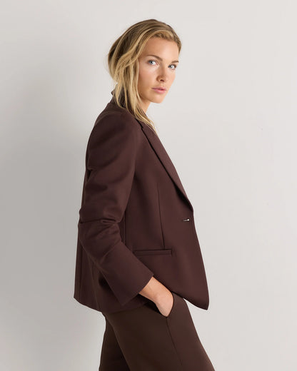 Ultra-Stretch Ponte Single-Breasted Blazer - XS / Espresso