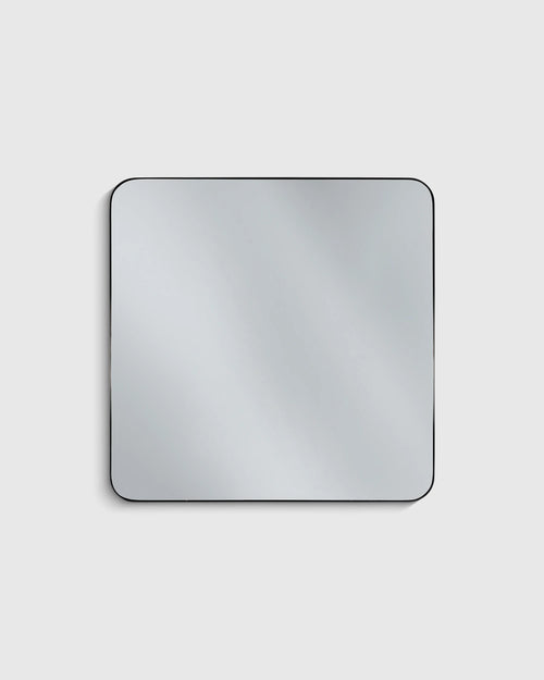 Square Metal Framed Wall Mirror - One Size / Black Metal Frame