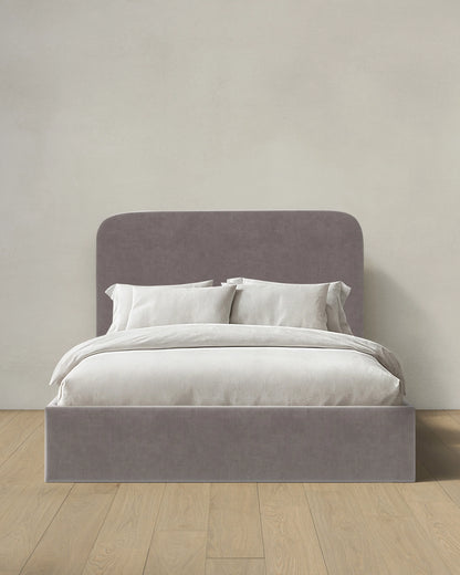Curved Bed in Performance Velvet - Full / Walnut