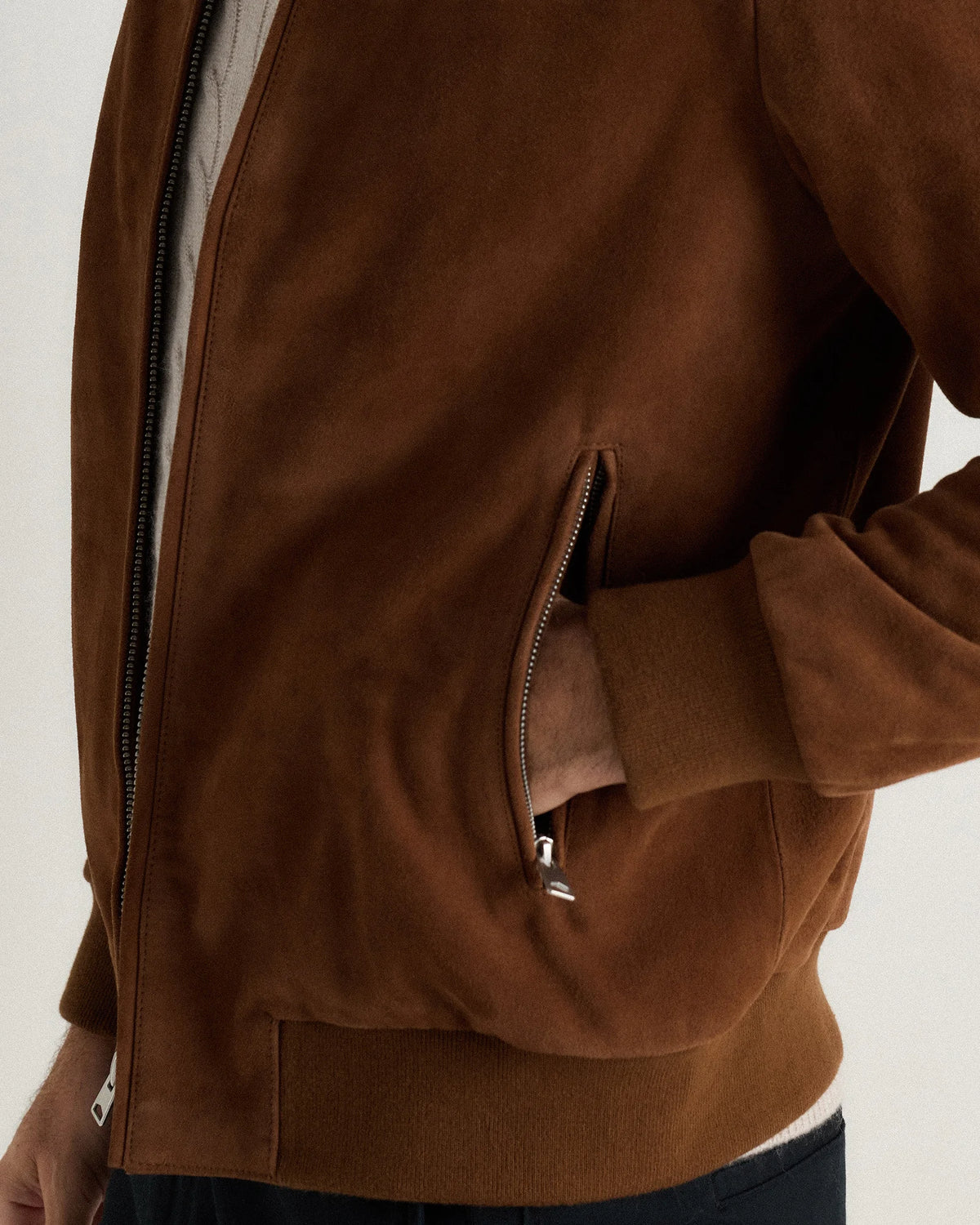 100% Suede Bomber Jacket - XS / True Black