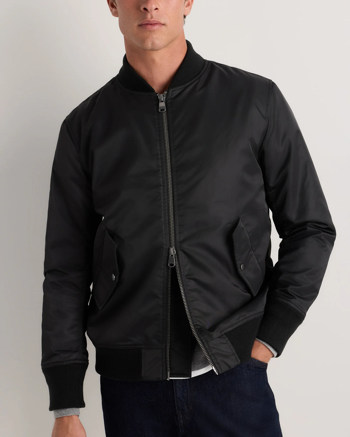 Flight Nylon Bomber Jacket - S / Navy