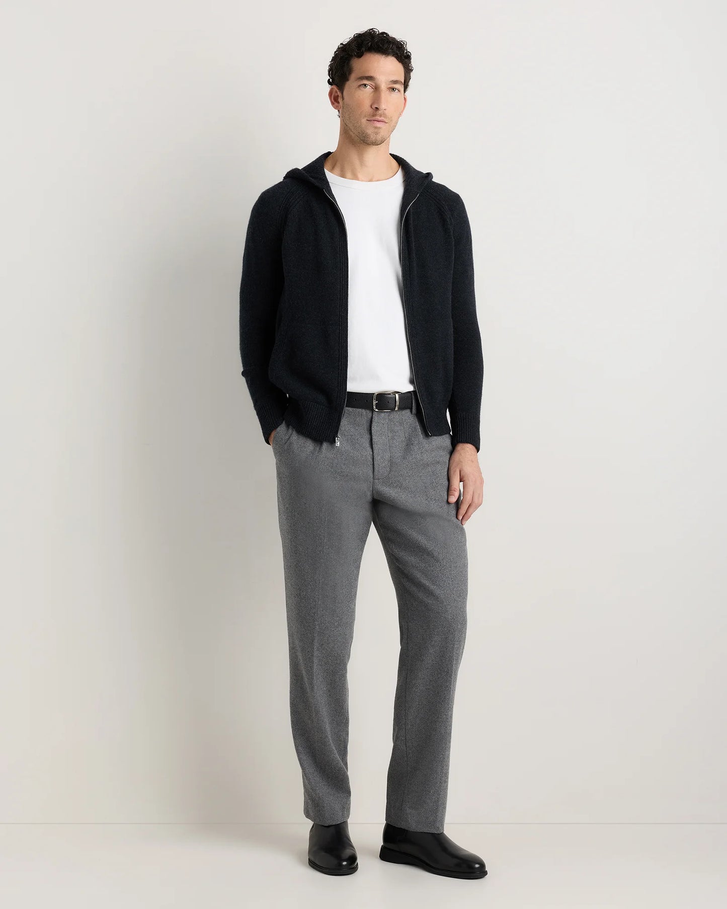 Luxe Baby Cashmere Bomber Hoodie - S / Heather Pewter