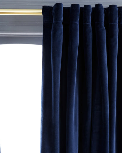 Cotton Velvet Curtain - Single Panel - 48x84 / Ivory