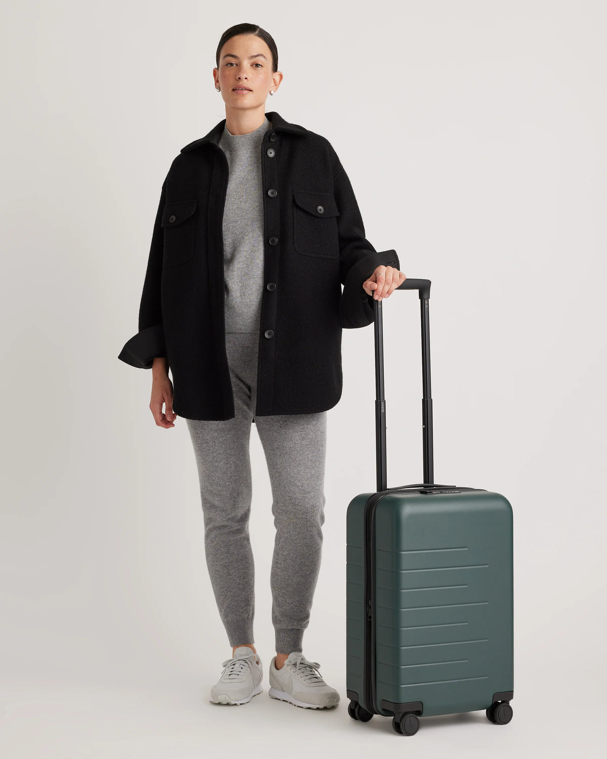Expandable Small Carry-On & Large Check-In Suitcase Set - One Size / Dark Green
