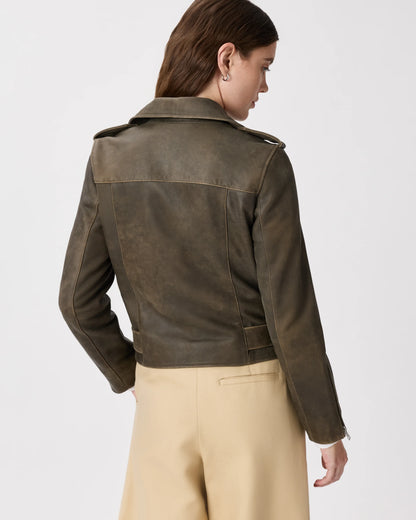 100% Leather Motorcycle Jacket - XS / Cognac