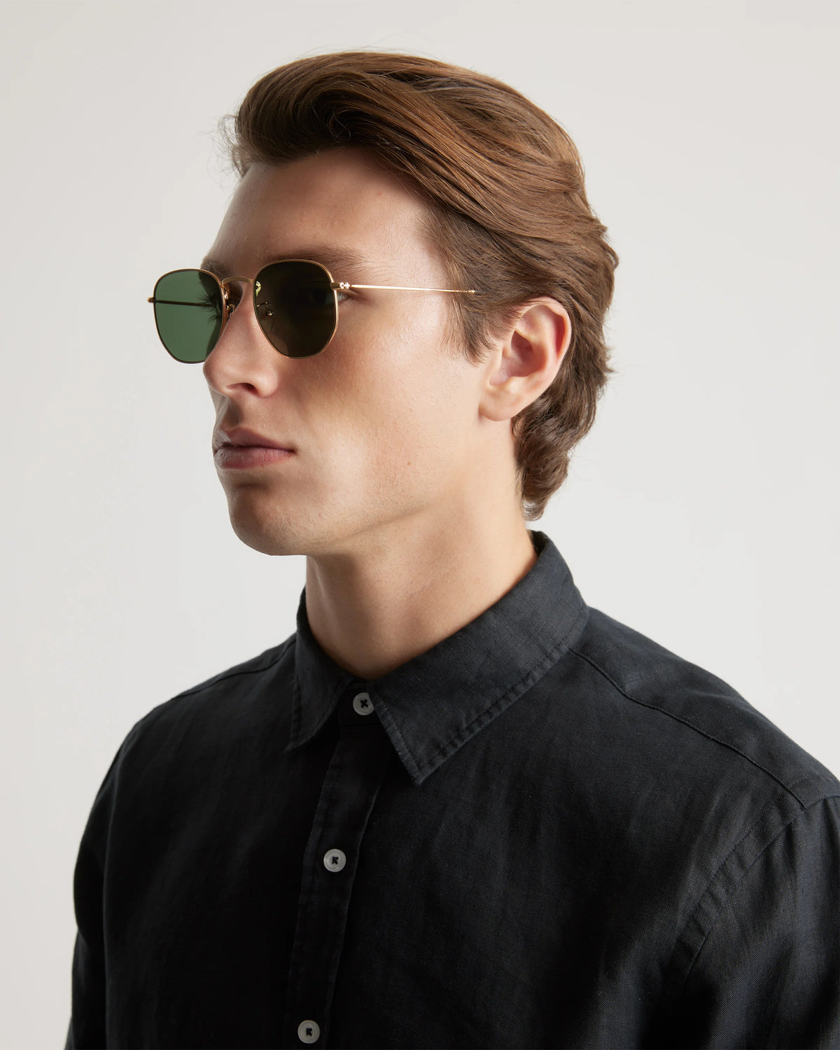 Leighton Polarized Stainless Steel Sunglasses - One Size / Gold with Green lens