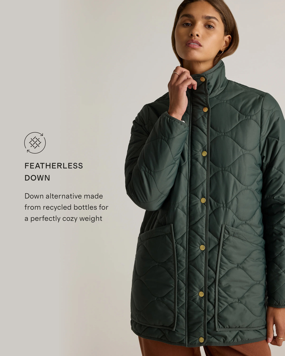 Featherless Quilted Long Puffer Jacket - XS / Silken White
