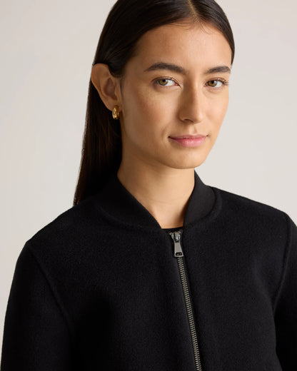 Double-Faced Merino Wool Bomber Jacket - XS / Black