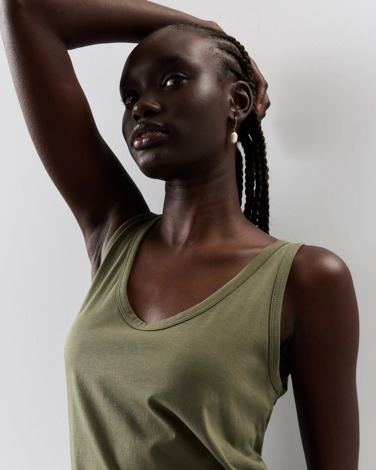 Cotton Modal Double Scoop Neck Tank - XS / Navy