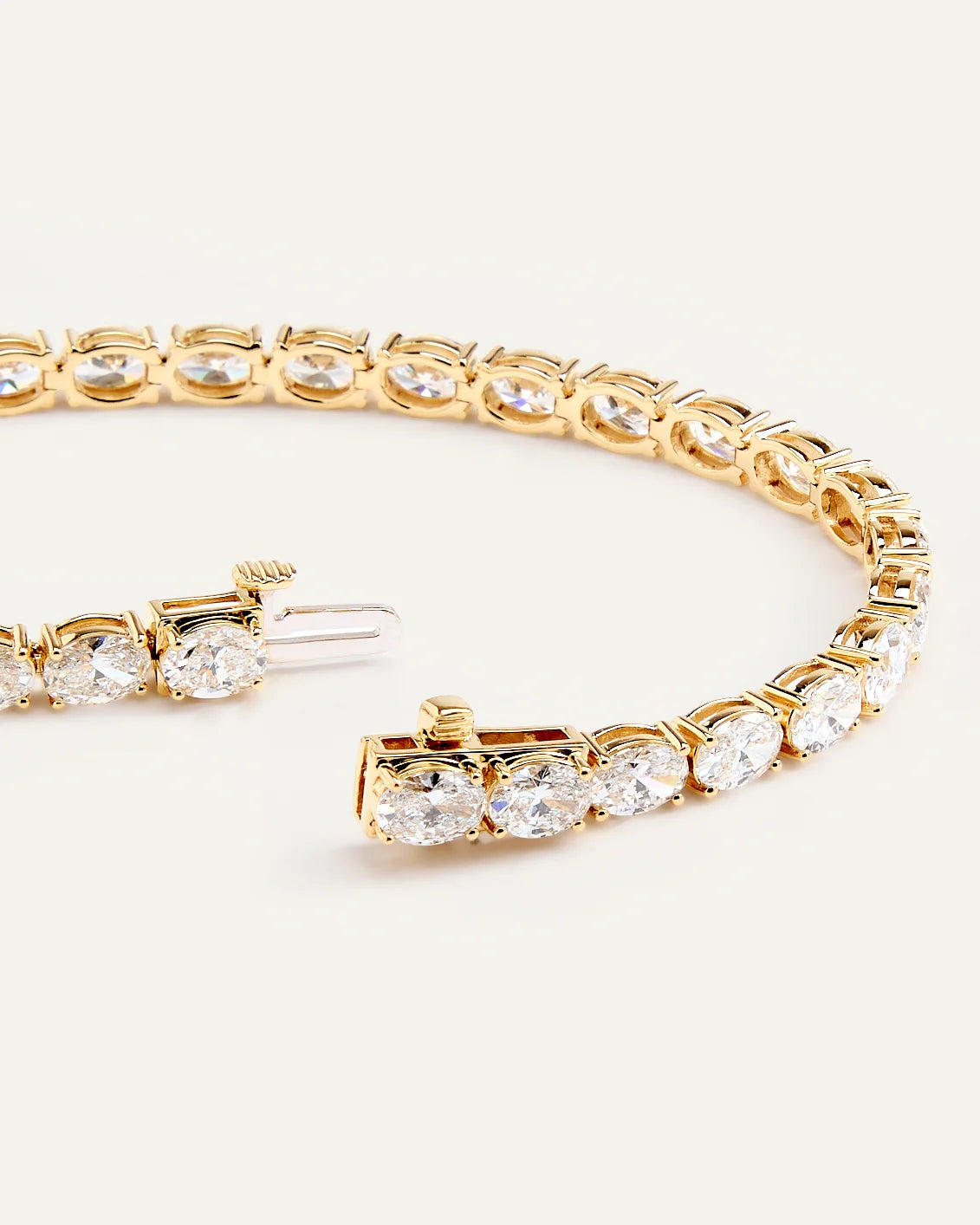 14K Gold Lab Grown Diamond East-West Oval Tennis Bracelet - 10ctw - 6.5" / Yellow Gold