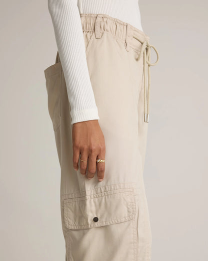 Vintage Wash Tencel Drawstring Cargo Pants - XS / Olive