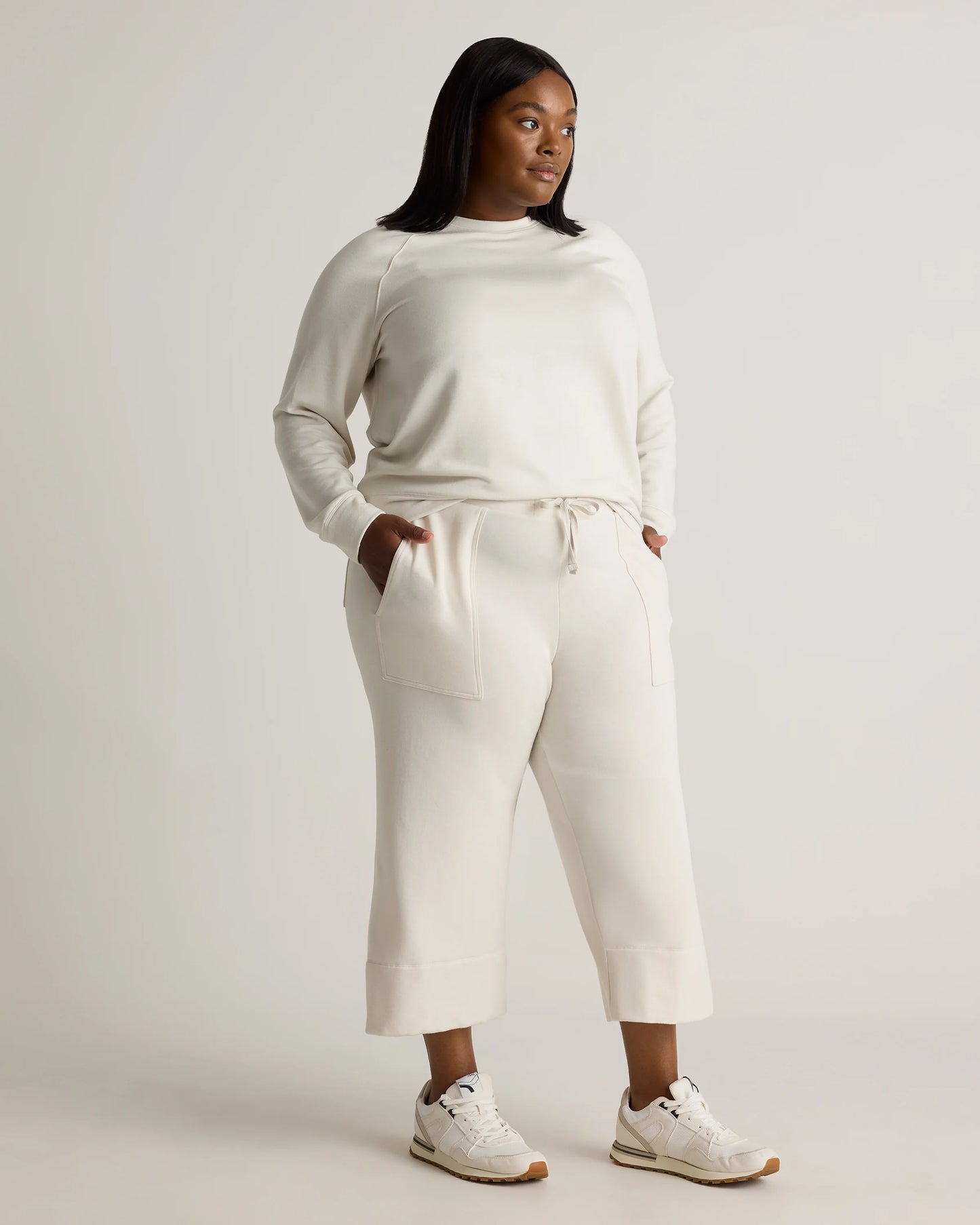 SuperSoft Fleece Cropped Wide Leg Pants - 1X / Heather Grey