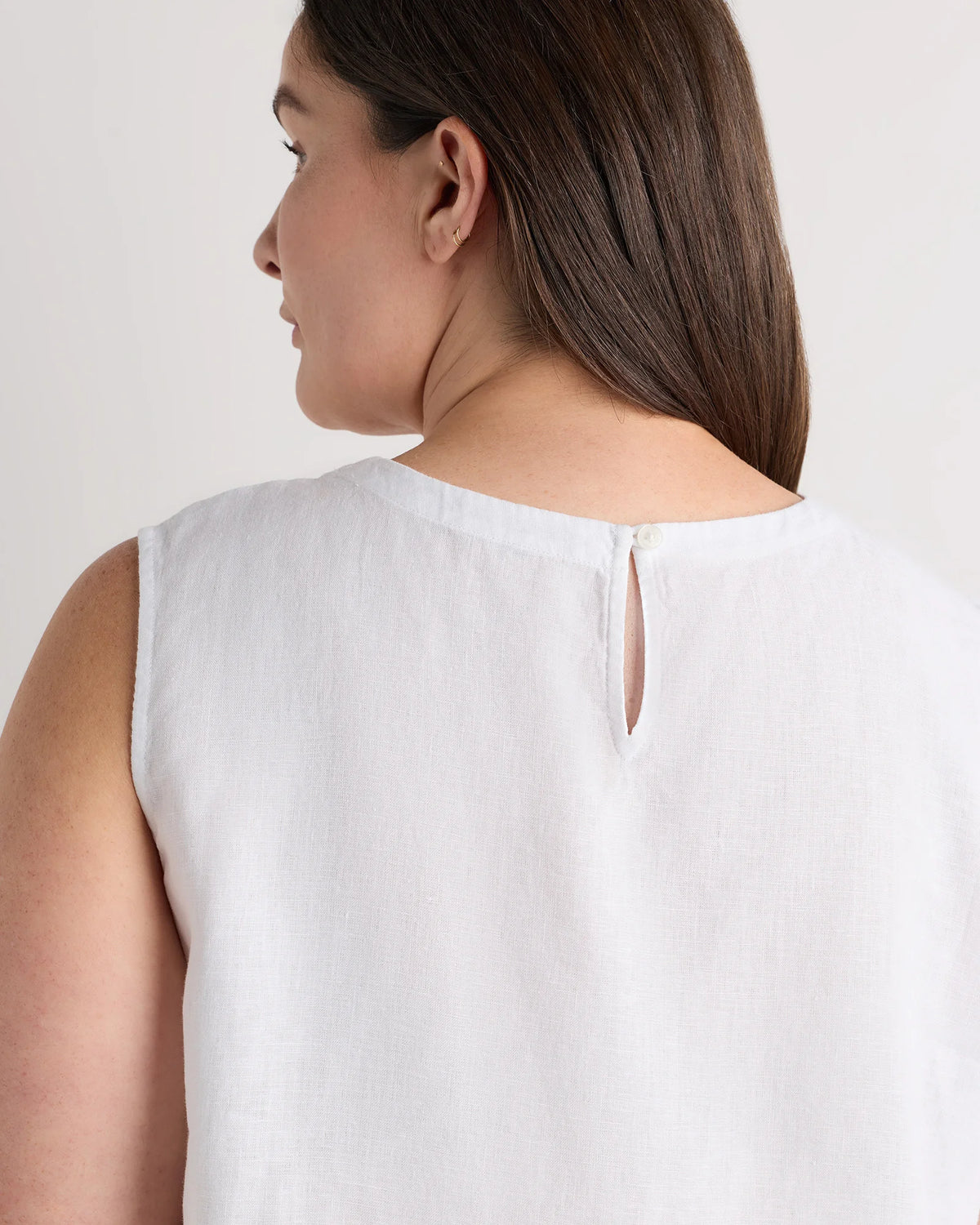 100% European Linen Tank - 1X / White