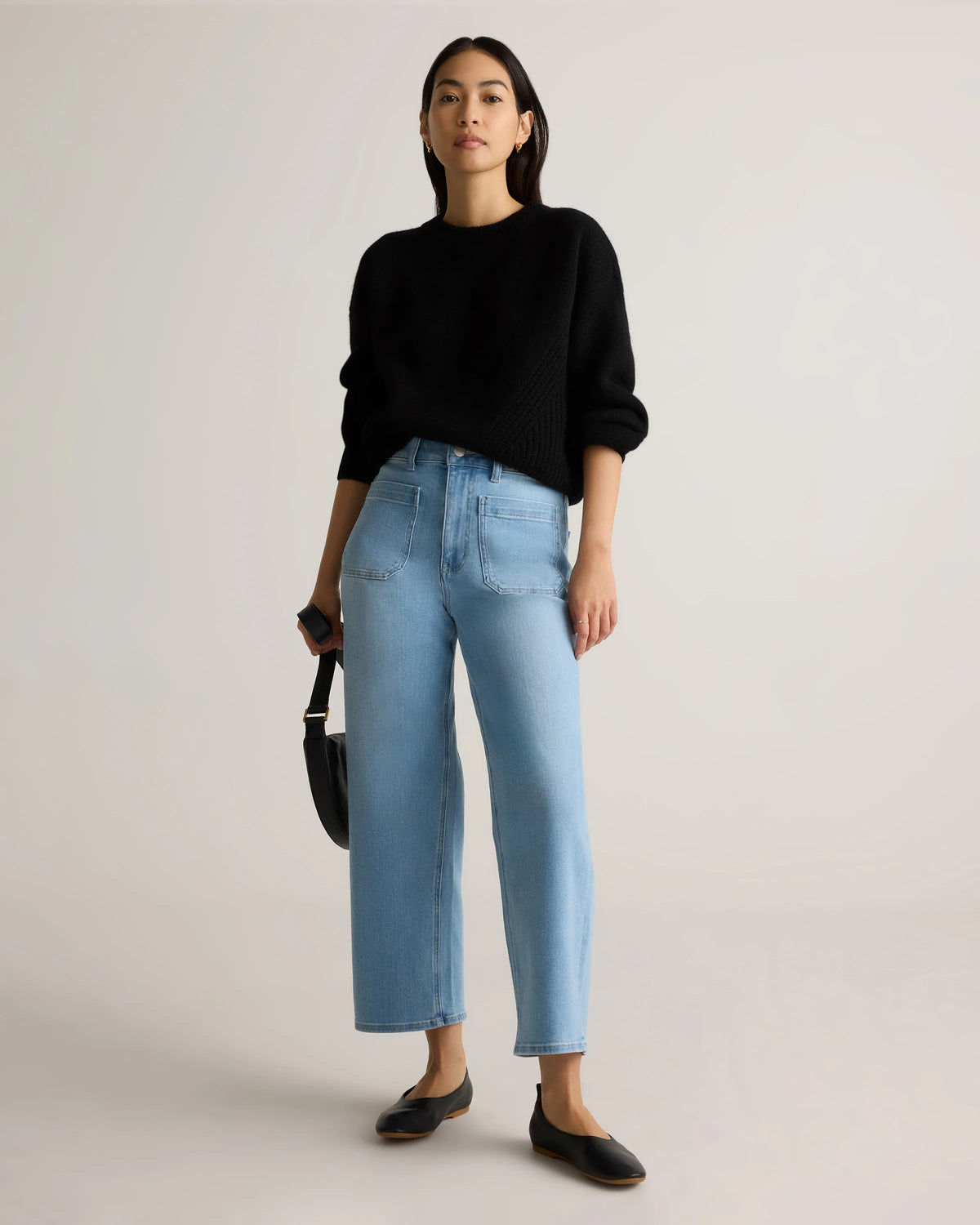 Bella Stretch Patch Pocket Wide Leg Jeans - 24 / Seaside Blue