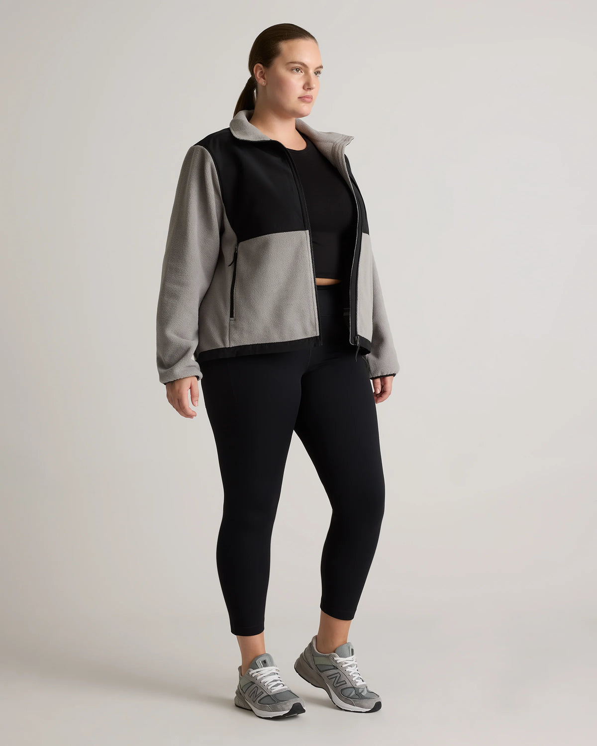 Polar Fleece Full-Zip Jacket - XS / Gravel/Bold Black