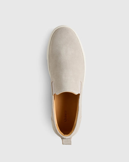 Italian Calfskin Suede Slip-On Sneaker - 7 / Bone