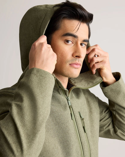 Softshell Fleece-Lined Full-Zip Hooded Jacket - XS / Heather Shady Charcoal
