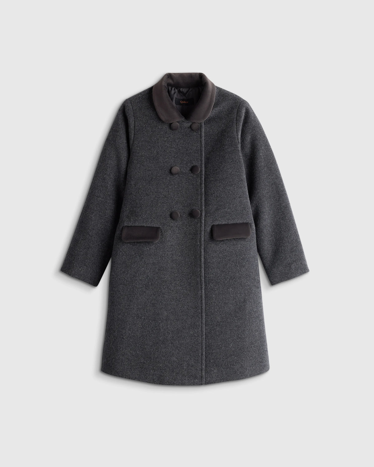 Girls Wool Cashmere Coat - 7 / Heather Charcoal