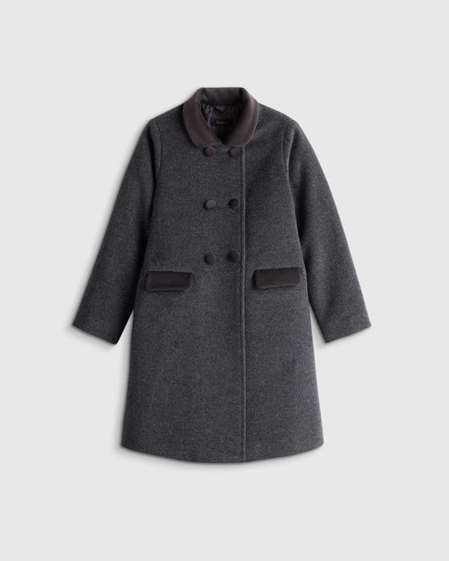 Girls Wool Cashmere Coat - 7 / Heather Charcoal
