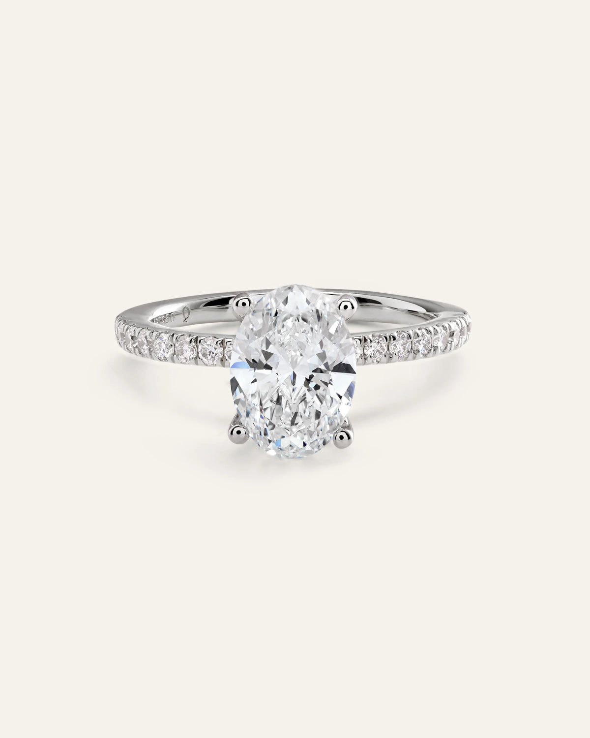 Lab Grown Diamond Oval Petite Pave Engagement Ring - 2.5ct - 4 / Yellow Gold