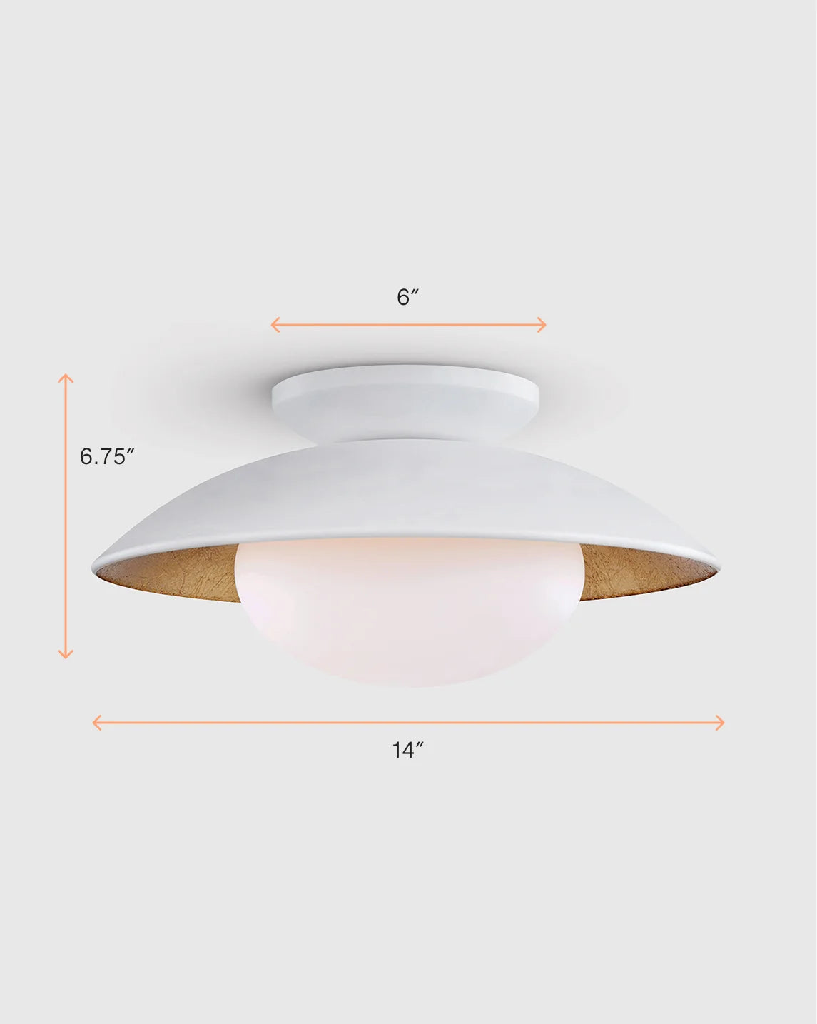 Steel and Gold Foil Flush Mount - One Size / White