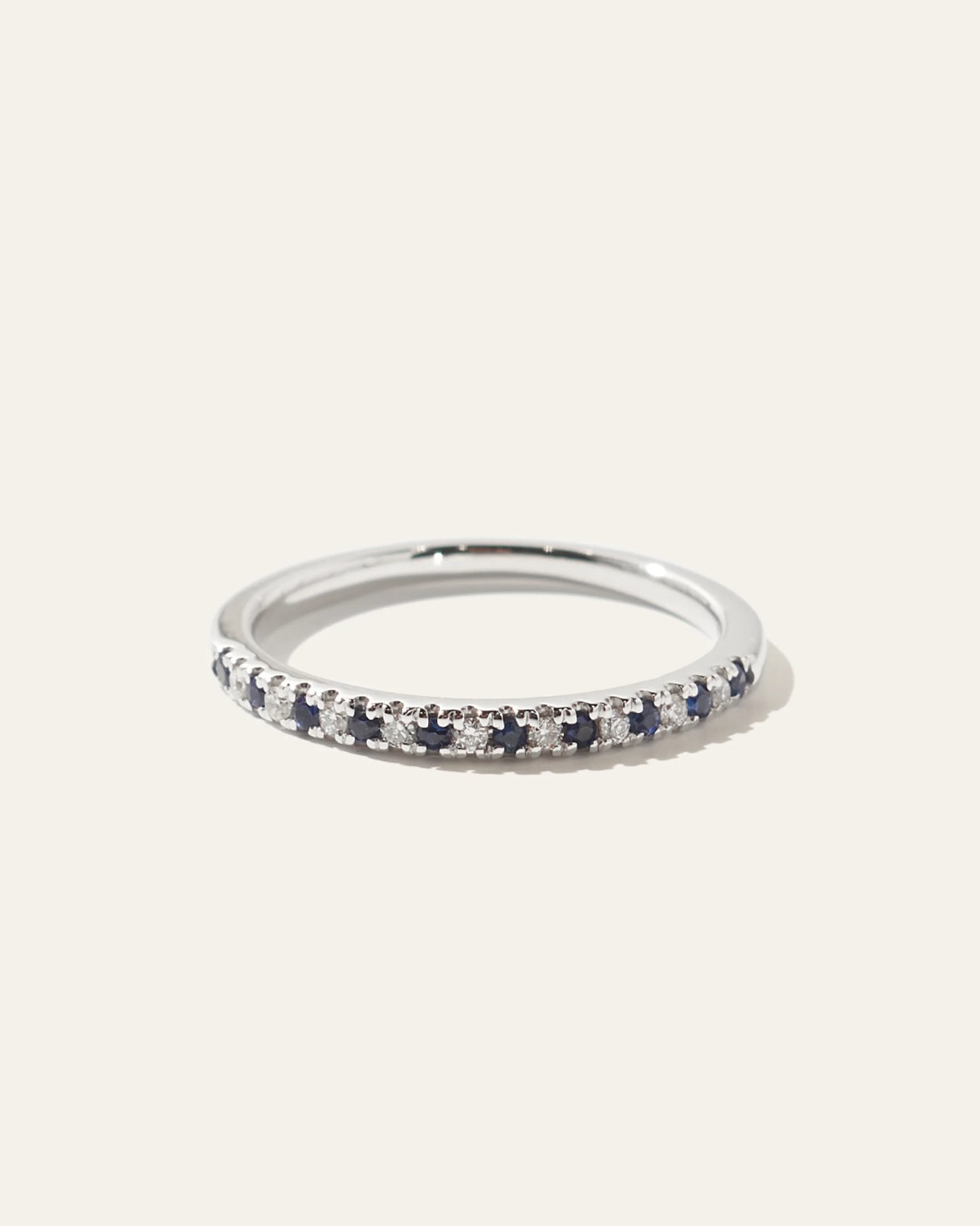 14K Gold Pave Diamond and Gemstone Band - 4 / White Gold
