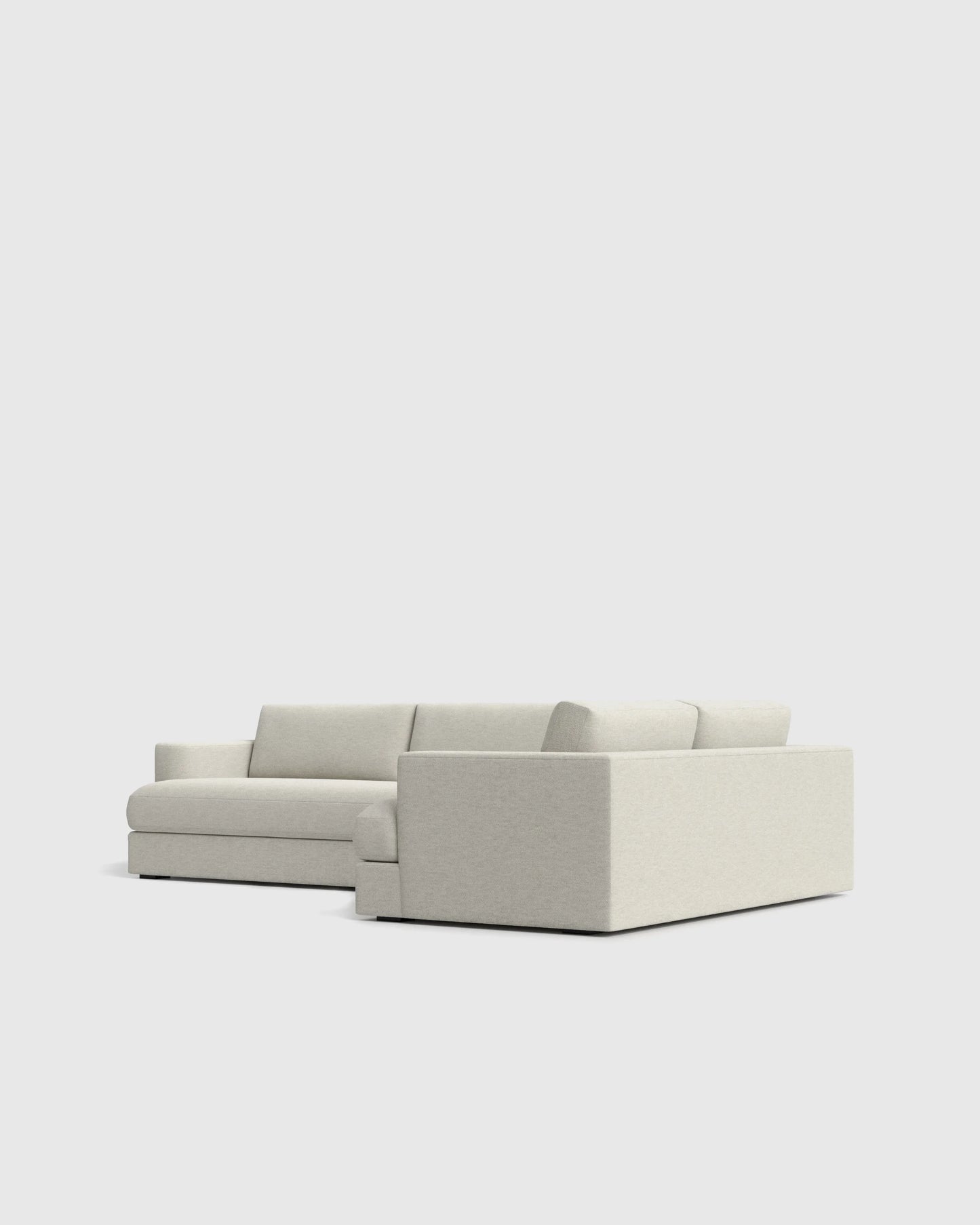 Sierra Curved Arm L Sectional in Performance Basketweave - Right Arm / Fog