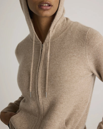 Mongolian Cashmere Full-Zip Hoodie - XS / Heather Grey