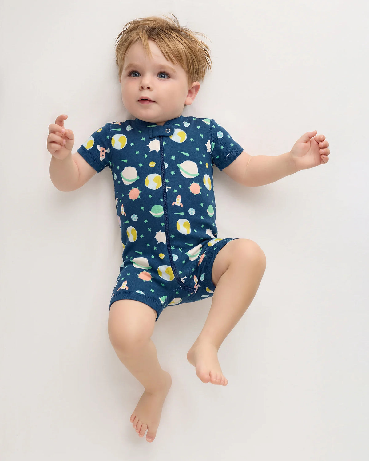 100% Organic Cotton Shortie Onesie Pajama - 0-3M / Animal Faces
