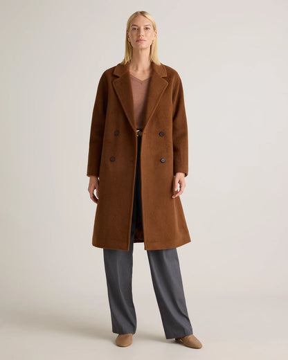 Camel Hair Double-Breasted Slouch Coat - XS / Vicuna