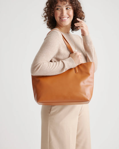 Classic Italian Leather Tote - One Size / Black