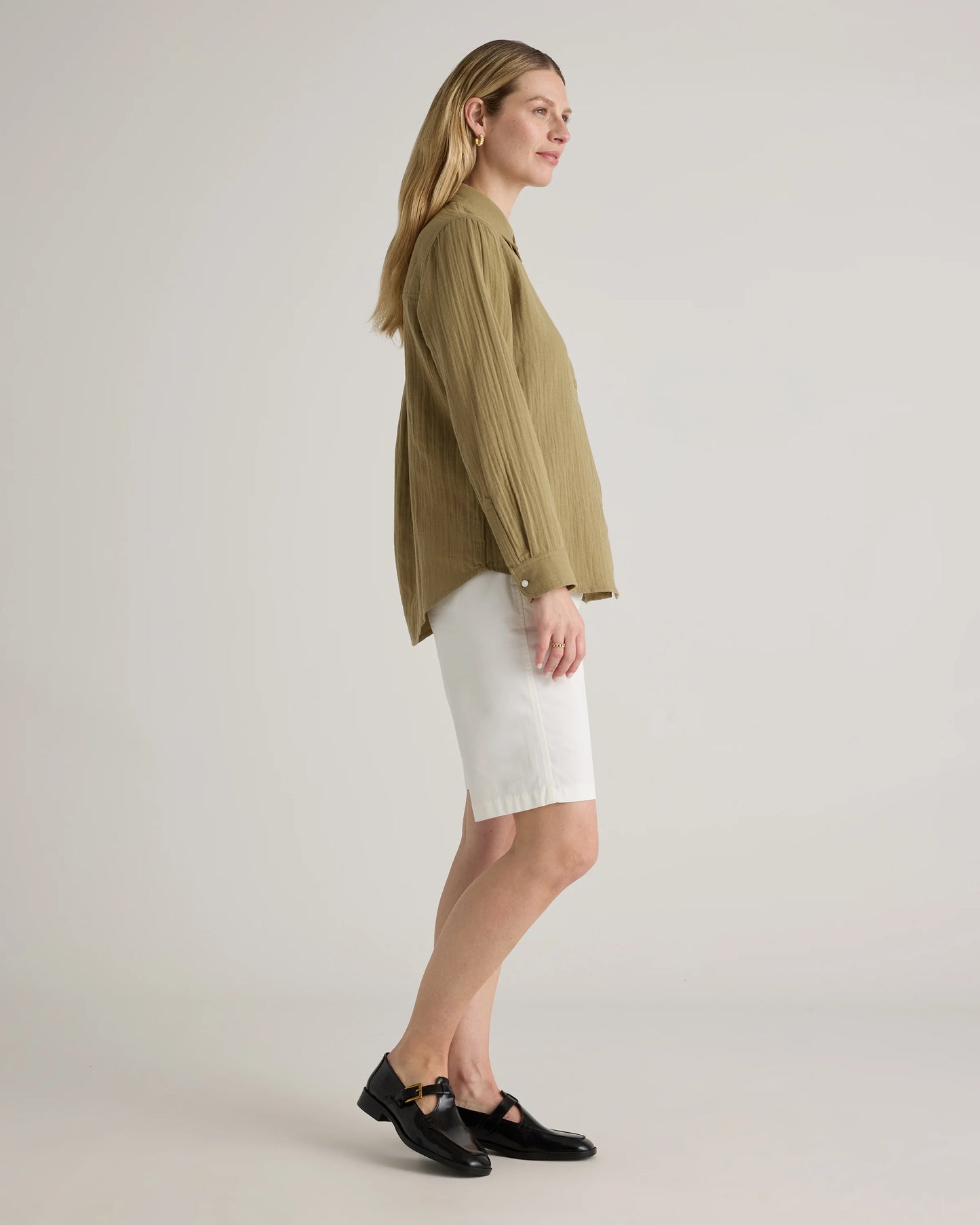 Organic Stretch Cotton Chino Bermuda Shorts - 0 / Bayberry Olive