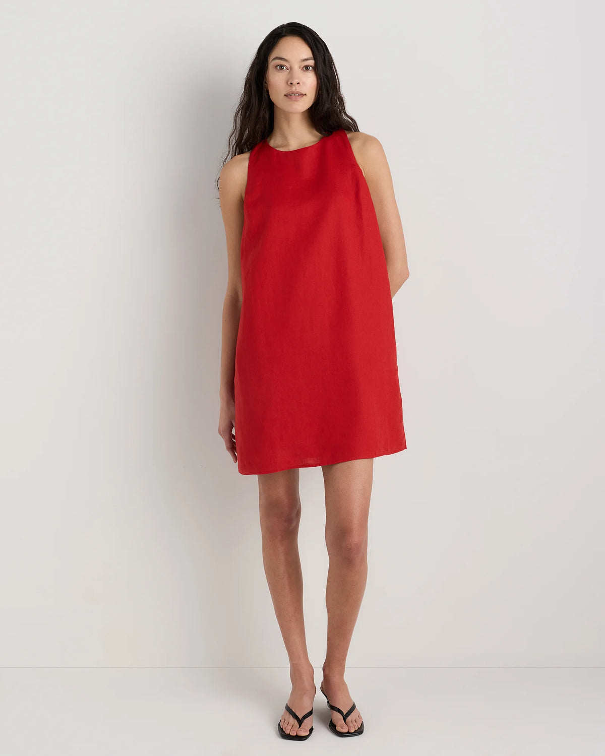100% European Linen Tank Mini Dress - XS / Martini Olive