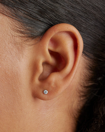 14K Gold Natural Diamond Tiny Bezel Studs - One Size / Yellow Gold