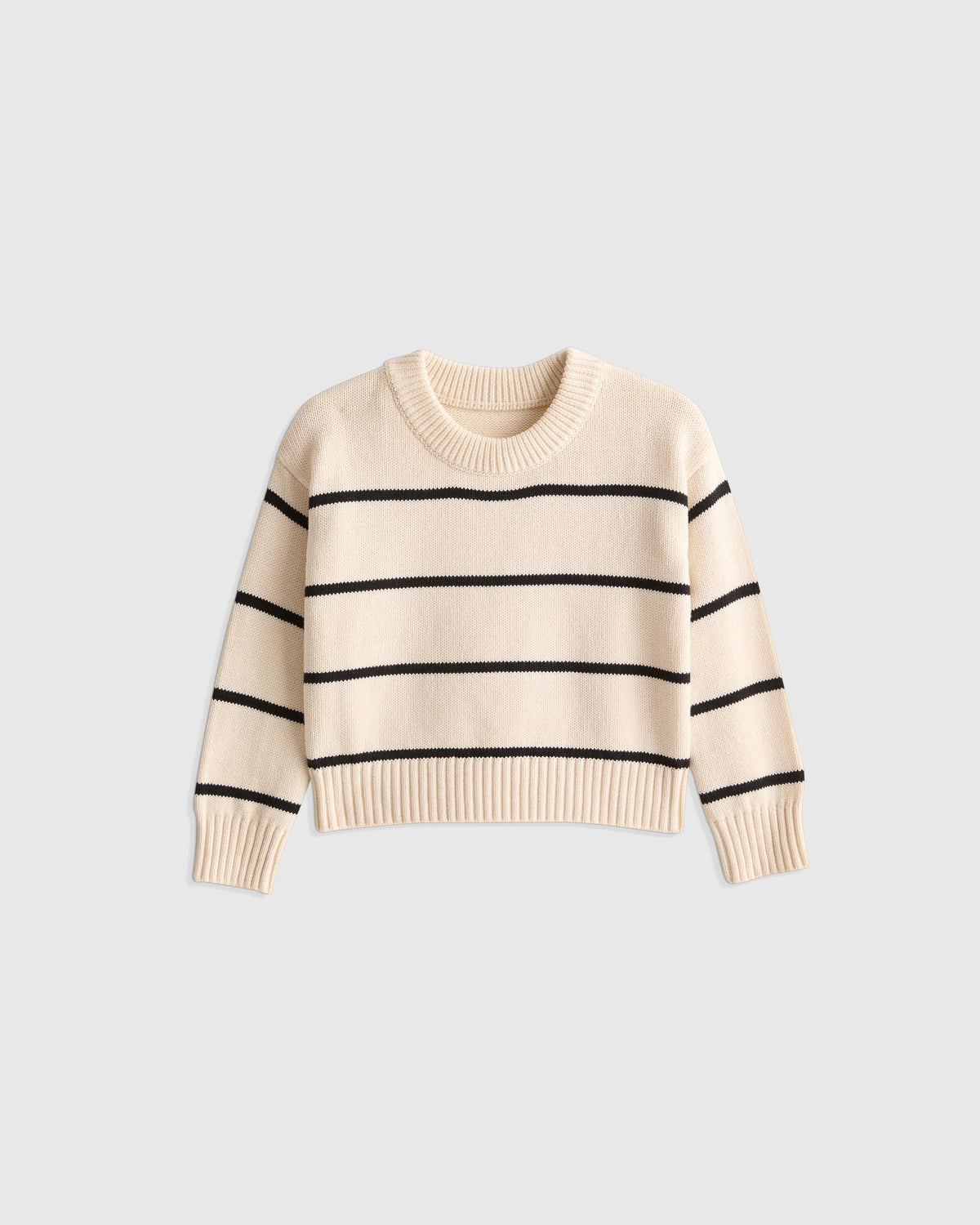 100% Organic Cotton Crewneck Sweater - 9-12M / Navy/White