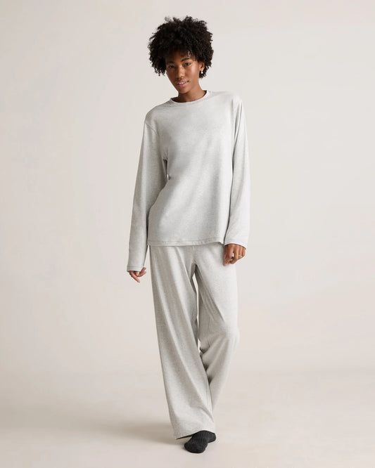 Dream Lounge Oversized Long Sleeve Pajama Set - XS / Light Heather Grey
