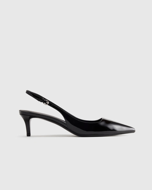 Italian Leather 55mm Slingback Pump - 5 / Black Patent
