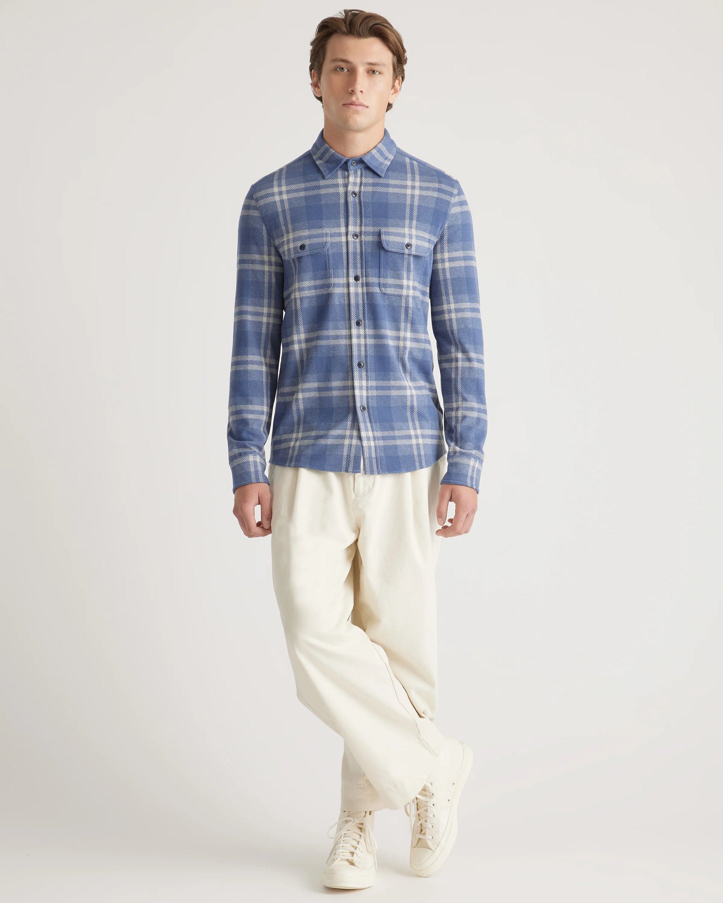 Stretch Sweater Fleece Shirt - S / Off-White