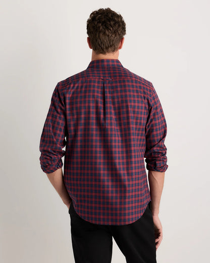 100% Organic Cotton Brushed Flannel Shirt - S / Red/Navy
