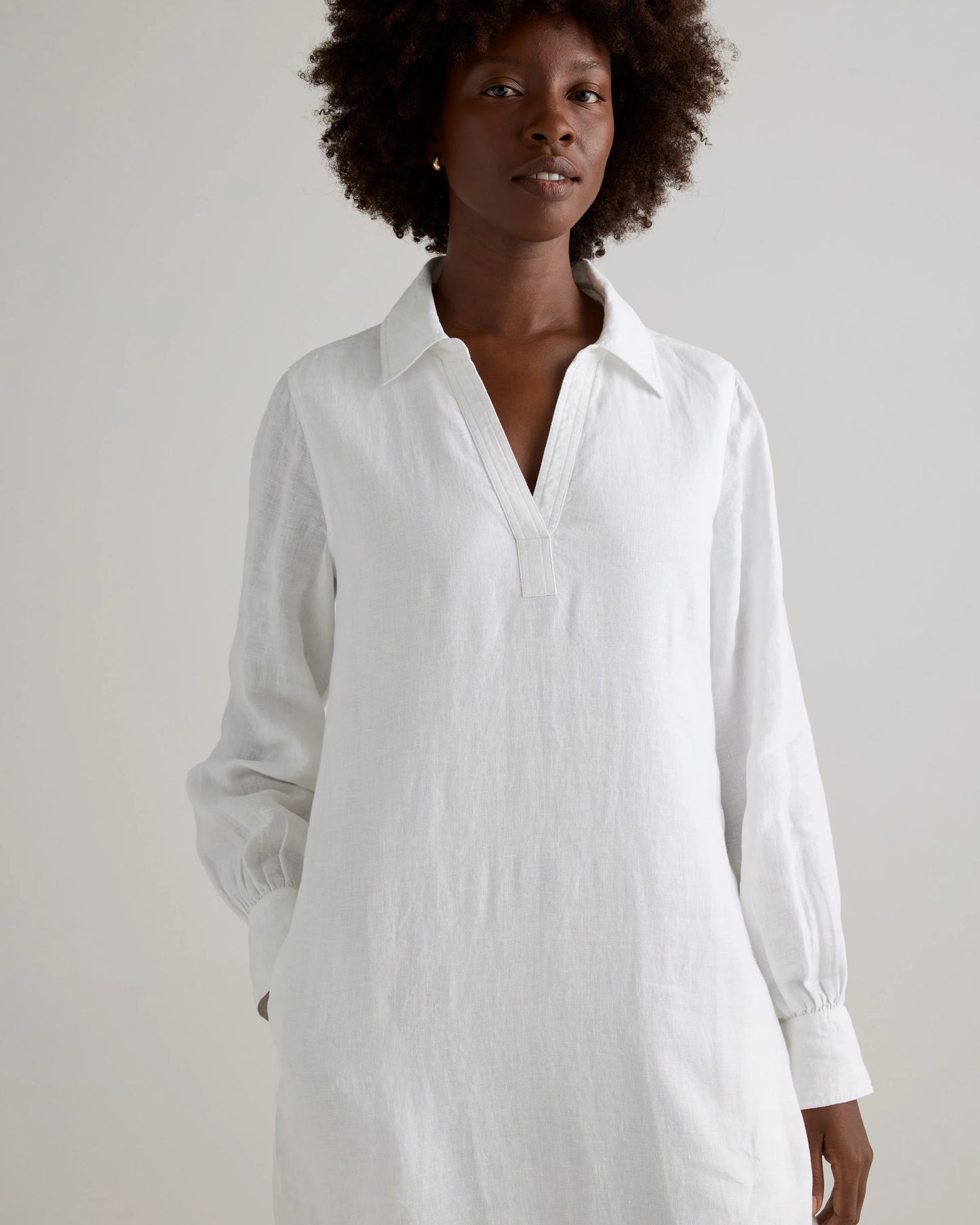 100% European Linen Popover Maxi Dress - XS / Blue Pinstripe