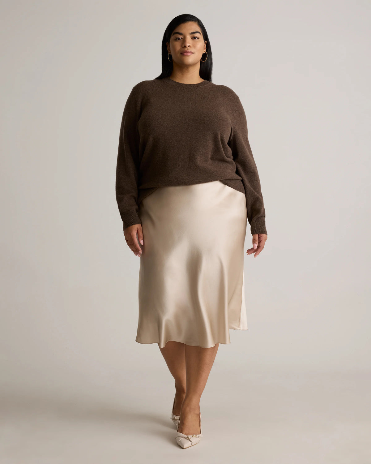 Mongolian Cashmere Crewneck Sweater - 1X / Pale Custard Yellow