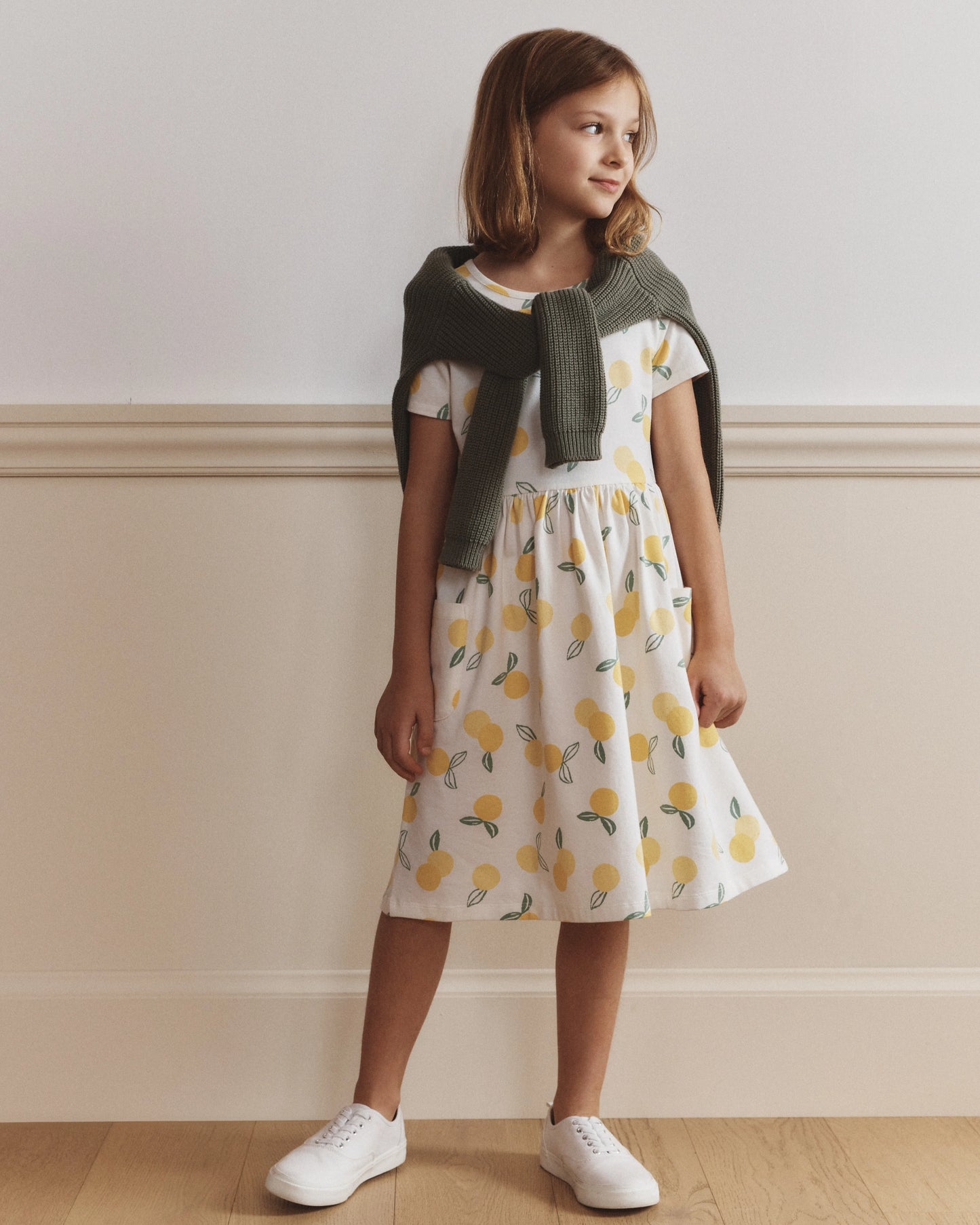 Organic Cotton Fit and Flare Pocket Dress - 6 / Cloud Rainbow Stripe