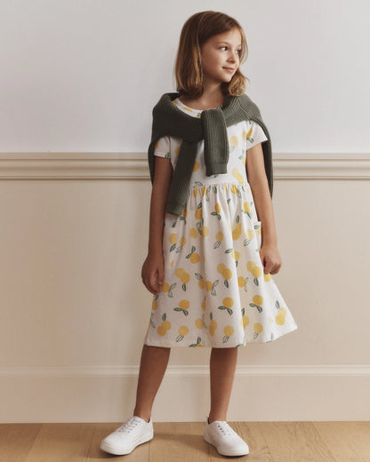 Organic Cotton Fit and Flare Pocket Dress - 6 / Cloud Rainbow Stripe