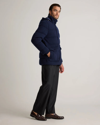 Mongolian Cashmere Puffer Coat - S / True Navy