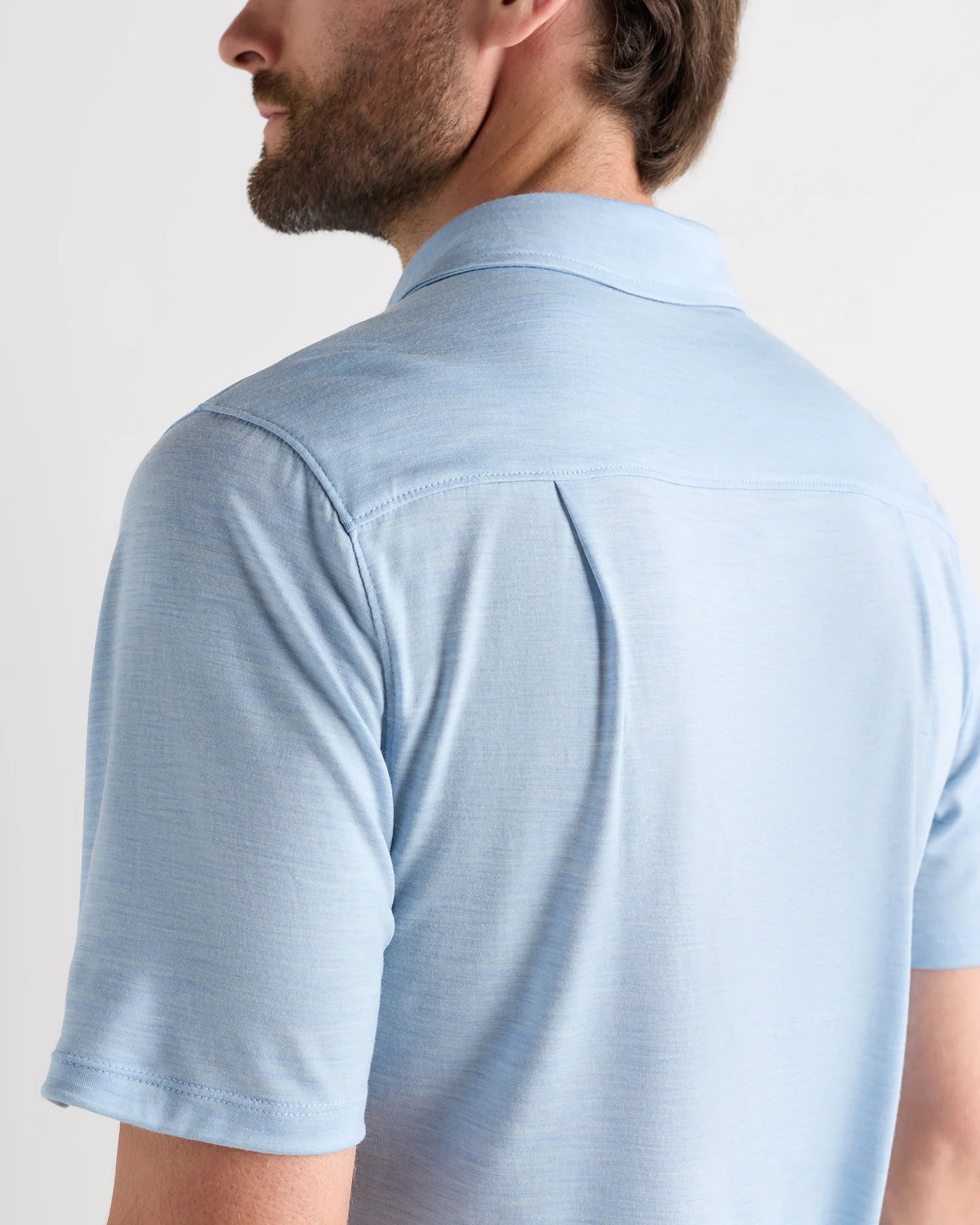 Extra-Fine Australian Merino Polo - XS / Light Blue Heather