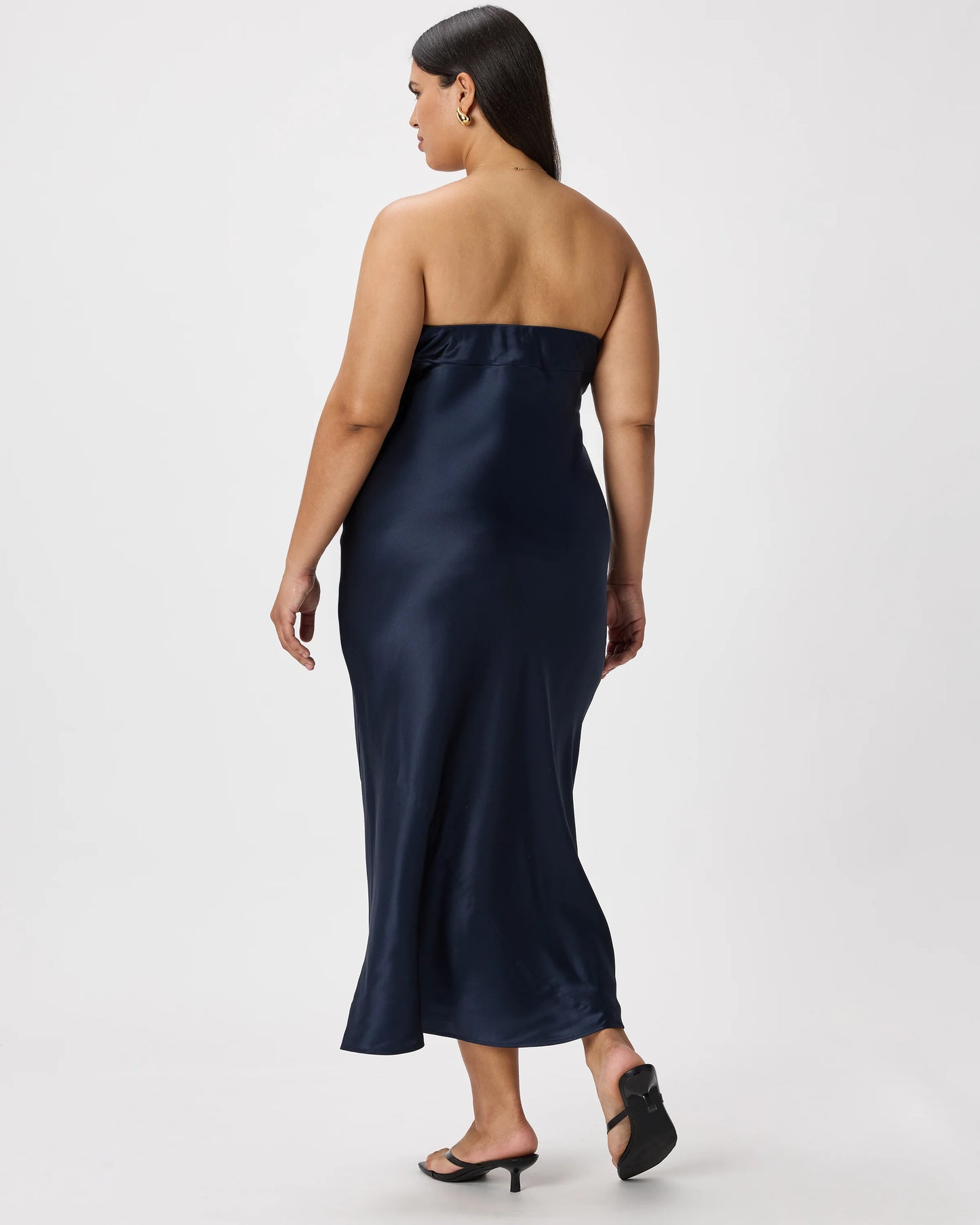 100% Washable Silk Strapless Midi Dress - XS / Hot Fudge